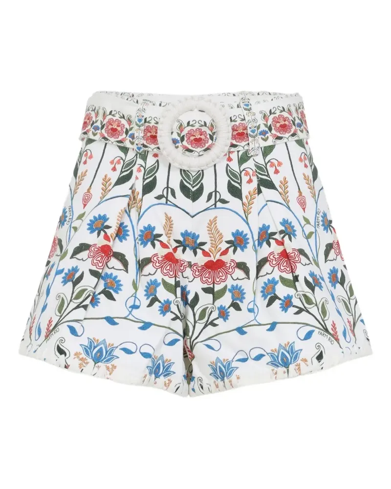 FARM Rio floral belted shorts - Weiß Weiß