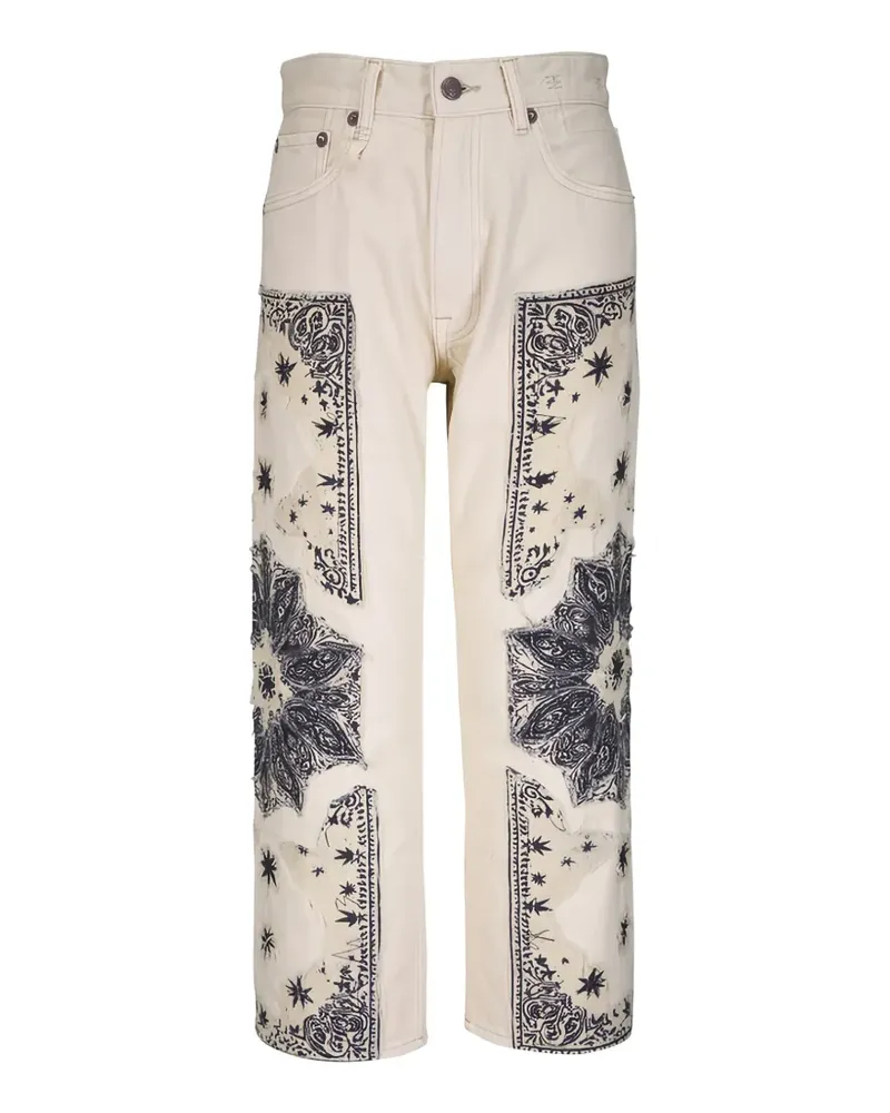 R13 bandana-patchwork jeans - Weiß Weiß