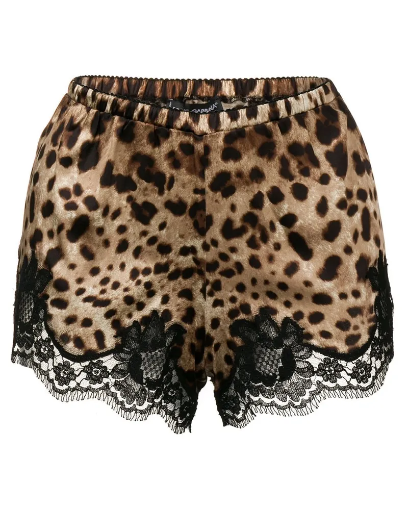 Dolce & Gabbana Pyjama-Shorts mit Leoparden-Print - Braun Braun