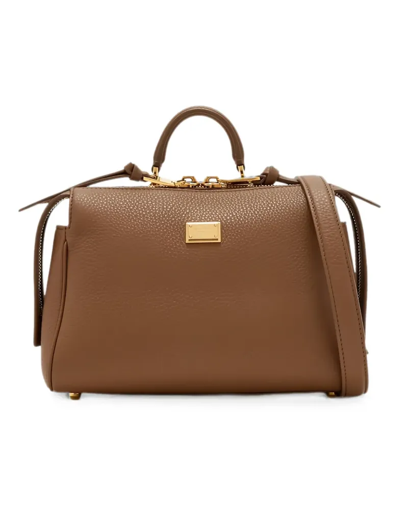 Dolce & Gabbana Vittoria Tote Bag mit Logo-Schild - Braun Braun