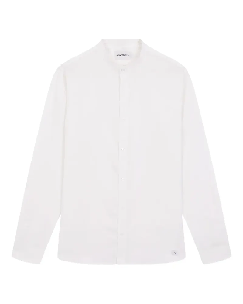 Nowadays grandad-collar linen shirt - Weiß Weiß