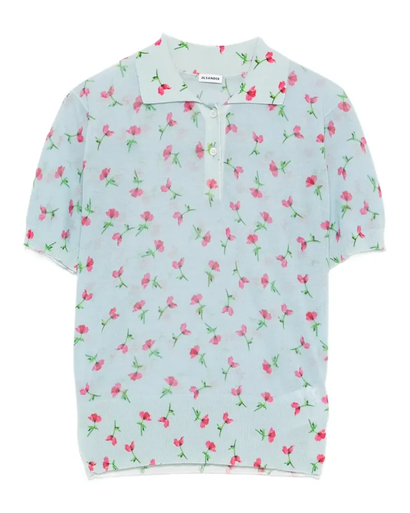 Jil Sander floral polo top - Blau Blau
