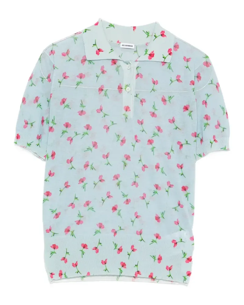 Jil Sander floral polo top - Blau Blau