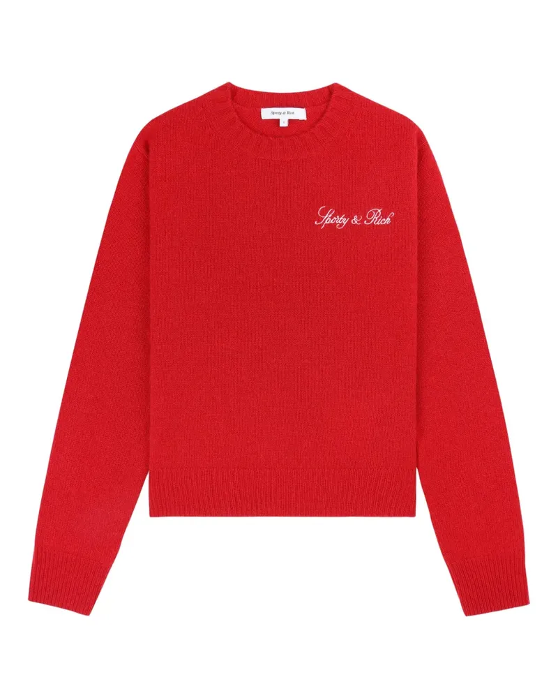SPORTY & RICH Pullover mit Vendome Script-Stickerei - Rot Rot