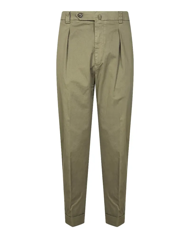 Berwich garment-dyed pleated trousers - Grün Grün
