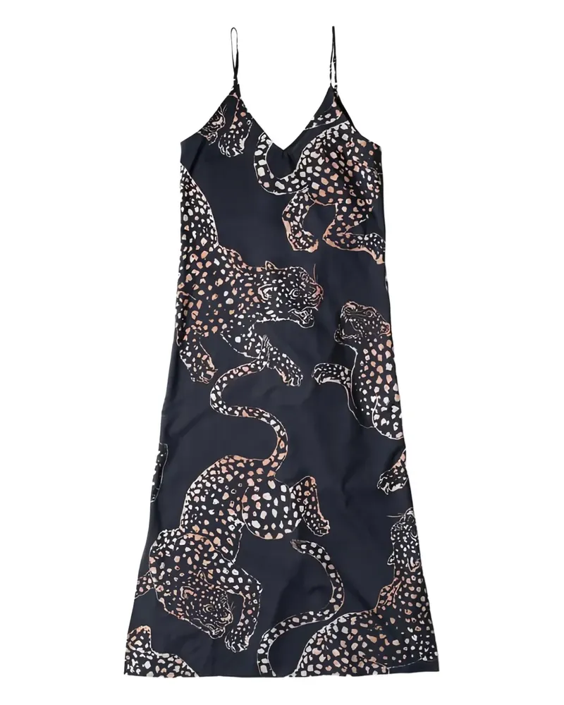 Desmond & Dempsey Nachthemd mit Jaguar-Print - Blau Blau