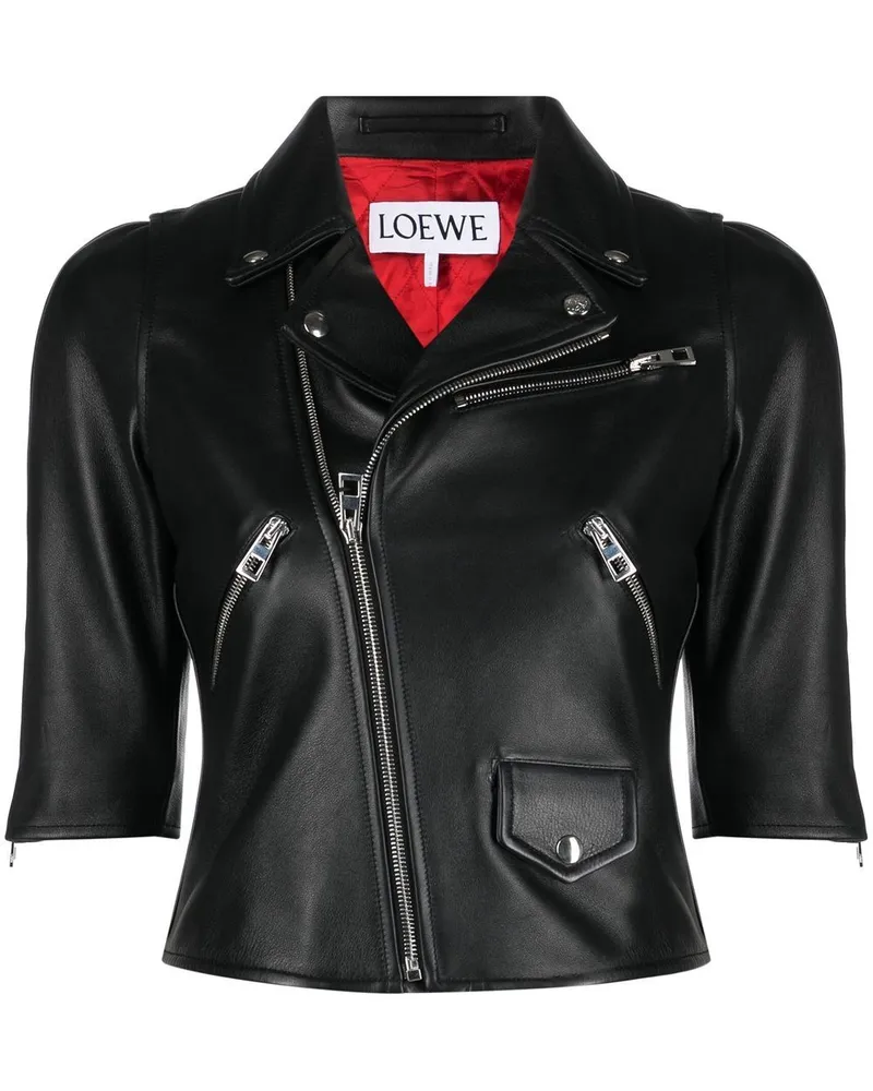 Loewe Bikerjacke mit Dreiviertelärmeln - Schwarz Schwarz