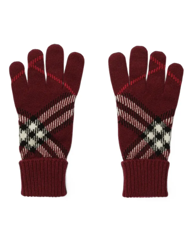 Burberry Check cashmere blend gloves - Rot Rot