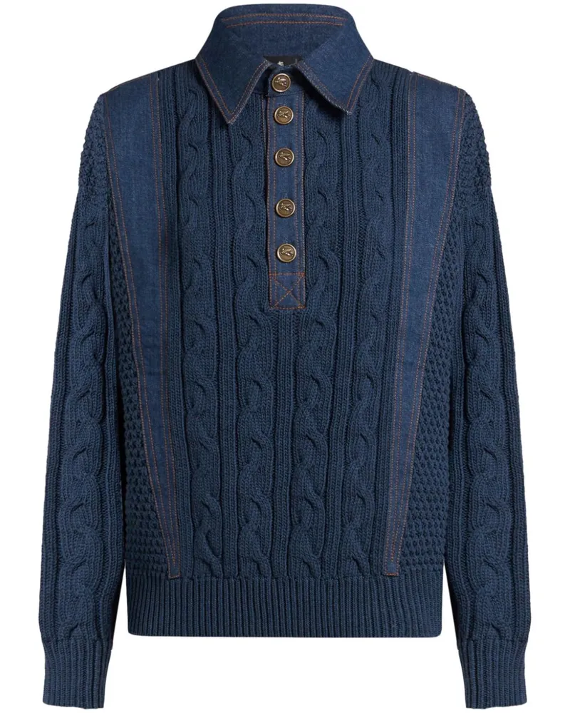 Etro Gestricktes Poloshirt - Blau Blau