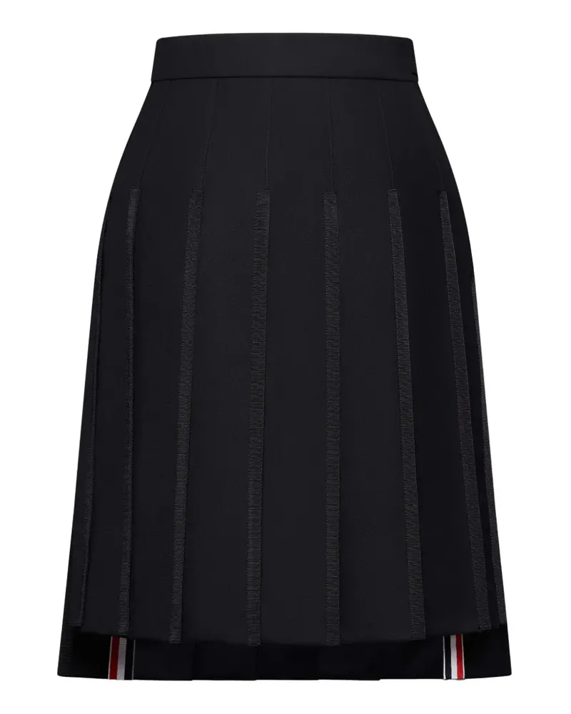 Thom Browne Super 120's Tweedrock mit Falten - Schwarz Schwarz