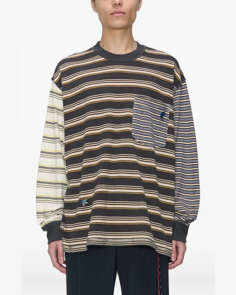 Song For The Mute Tictac panelled striped sweater - Grau Grau
