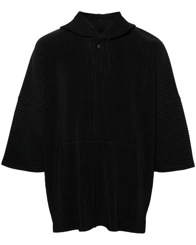 Issey Miyake Plissiertes Mc June T-Shirt mit Kapuze - Schwarz Schwarz