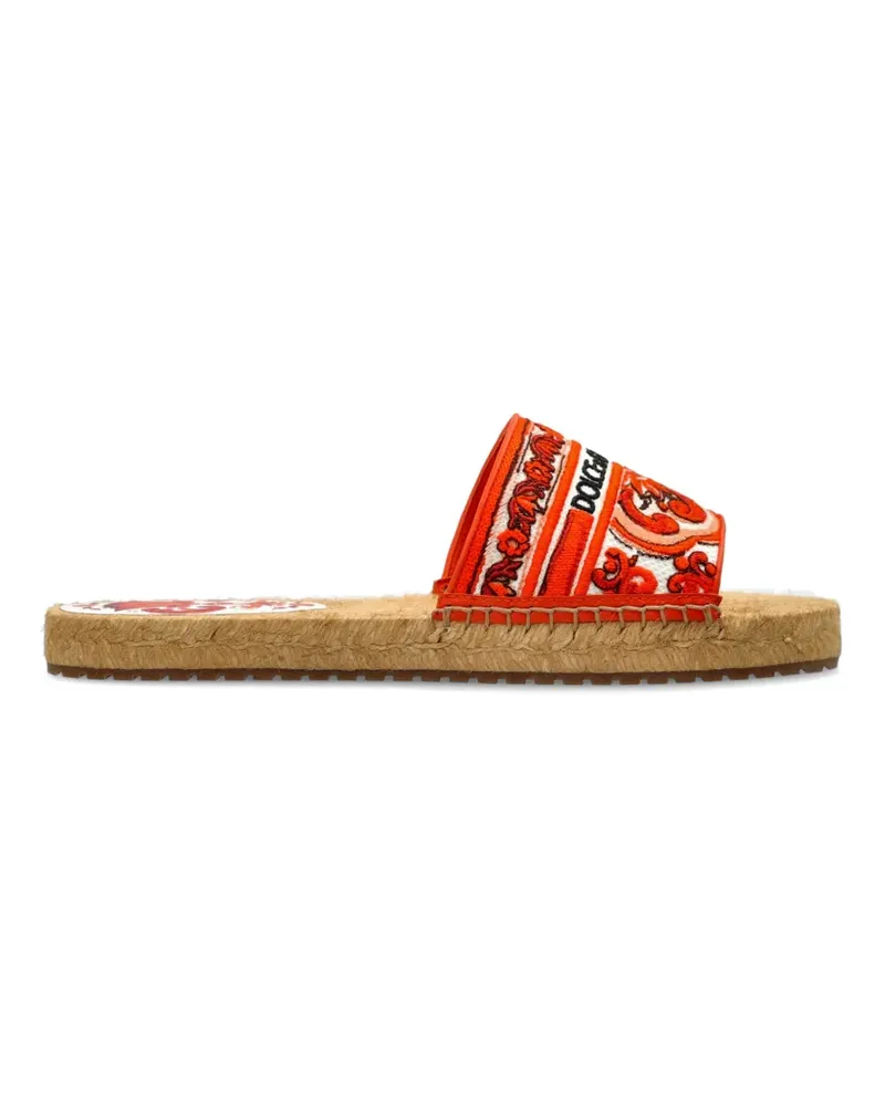 Dolce & Gabbana Maiolica-pattern flat espadrilles - Orange Orange
