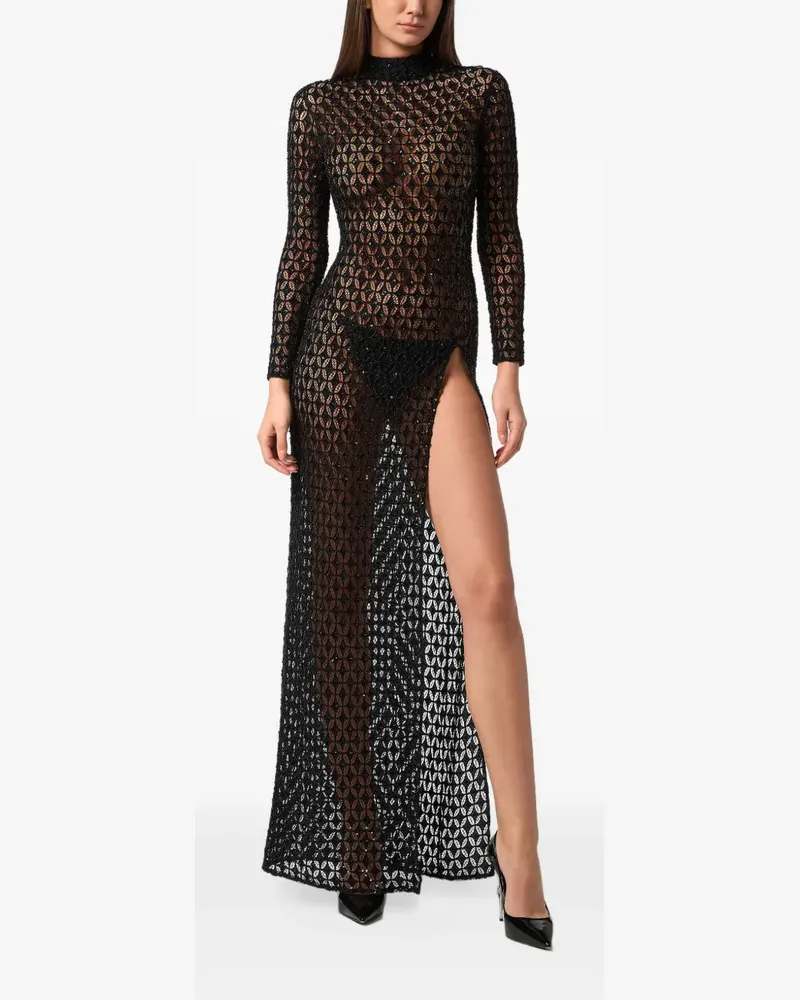 Philipp Plein Maxikleid mit Kristallen - Schwarz Schwarz