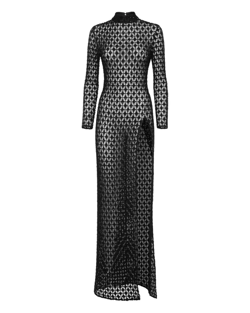 Philipp Plein Maxikleid mit Kristallen - Schwarz Schwarz