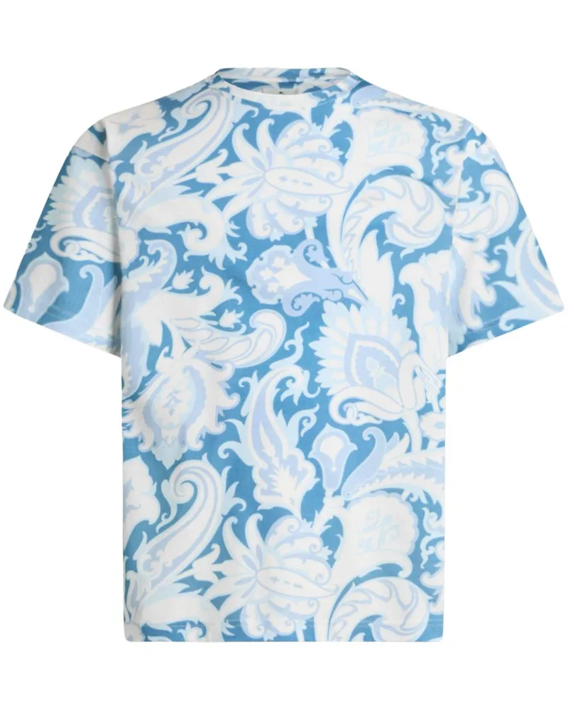 Etro T-Shirt mit Blumen-Print - Blau Blau