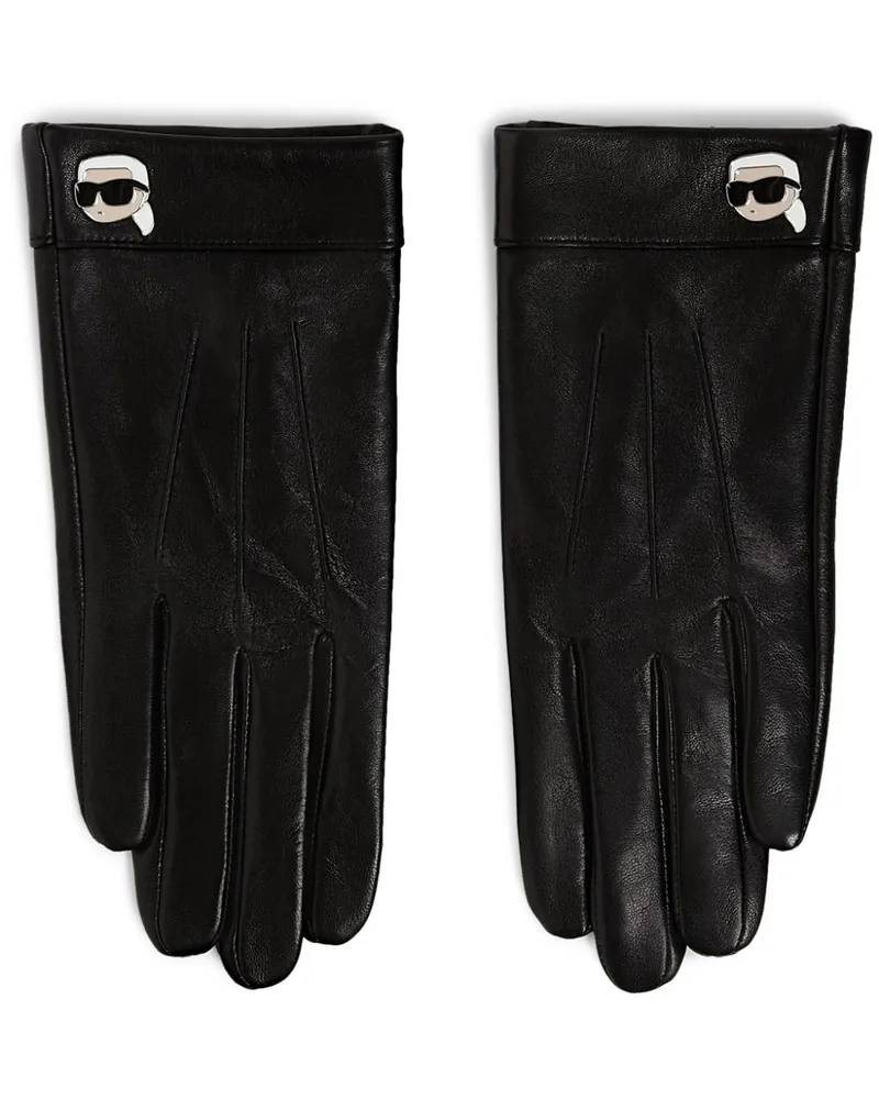 Karl Lagerfeld Ikon Lederhandschuhe - Schwarz Schwarz