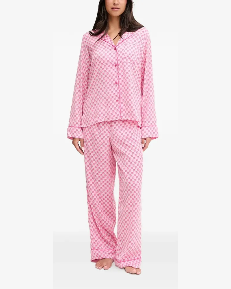 DKNY logo print pajama set - Rosa Rosa