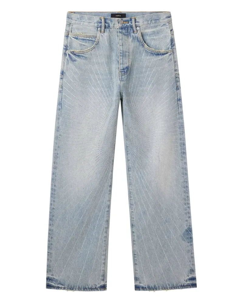 PURPLE BRAND P018 Jeans mit Kristallen - Blau Blau