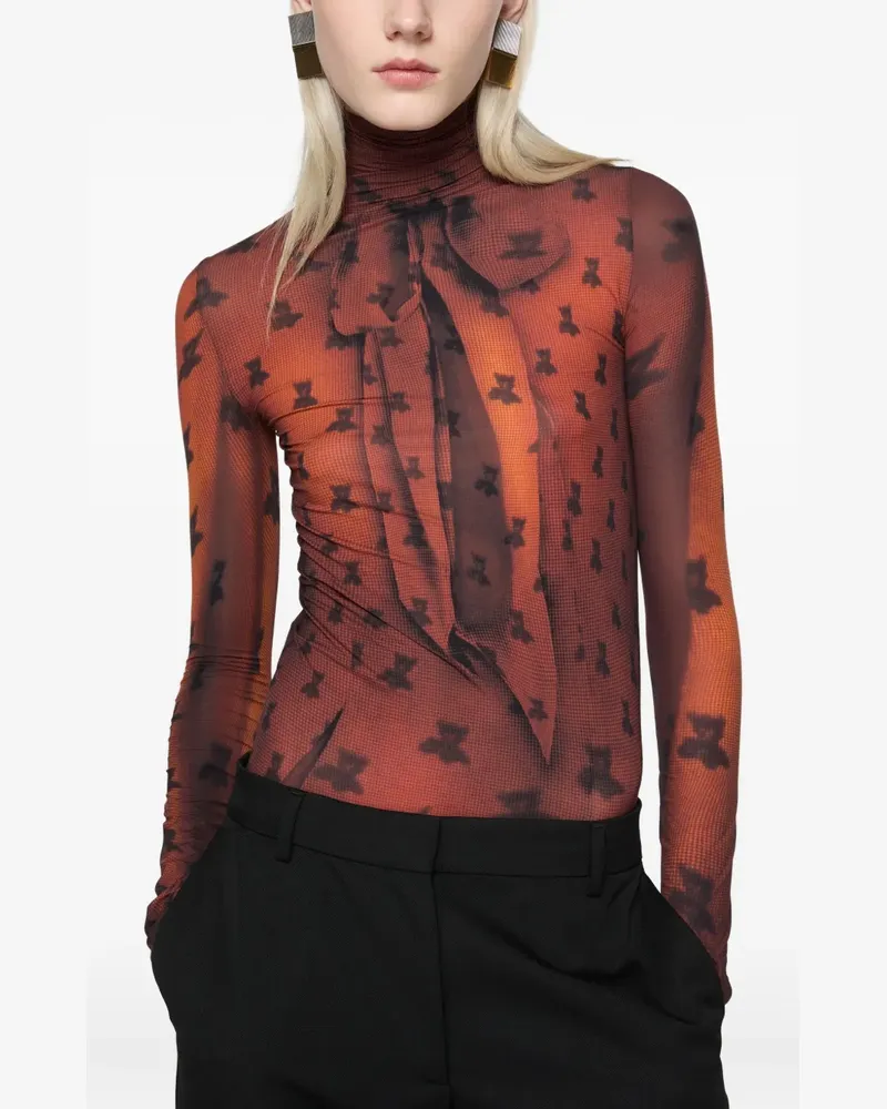 Acne Studios graphic-print turtleneck top - Rot Rot