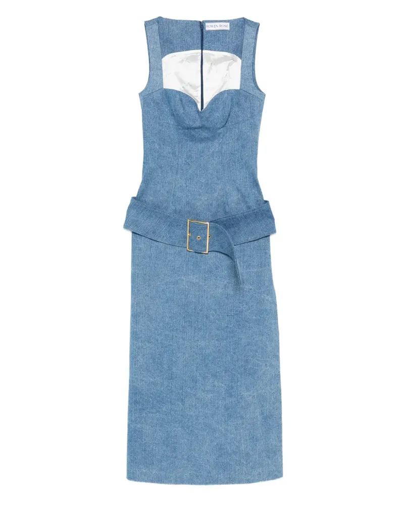 Rowen Rose Midikleid mit Gürtel - Blau Blau