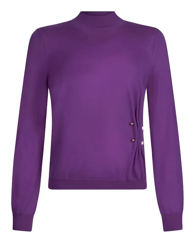 Liu Jo Geraffter Wollpullover mit Perlen - Violett Violett