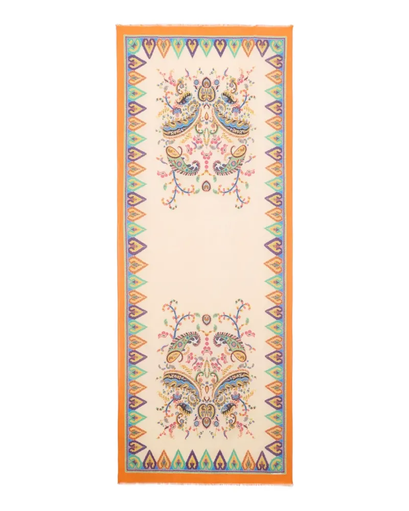 Etro floral paisley jacquard scarf - Nude Nude