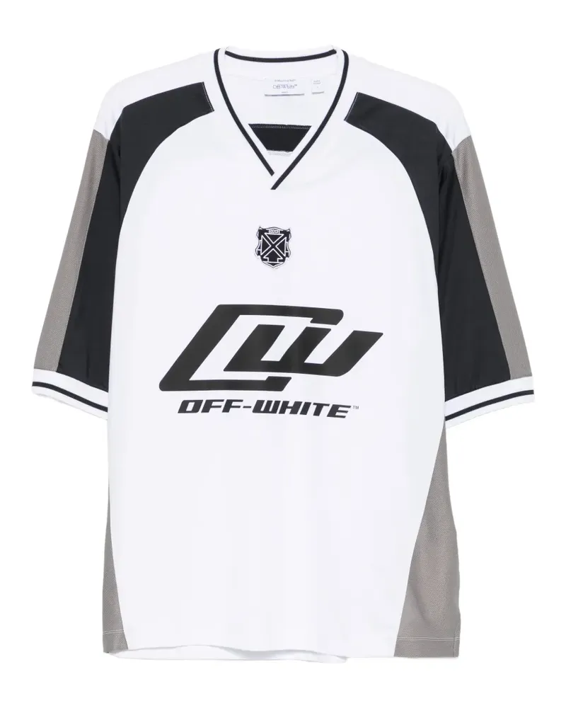 OFF-WHITE logo-print V-neck T-shirt - Weiß Weiß