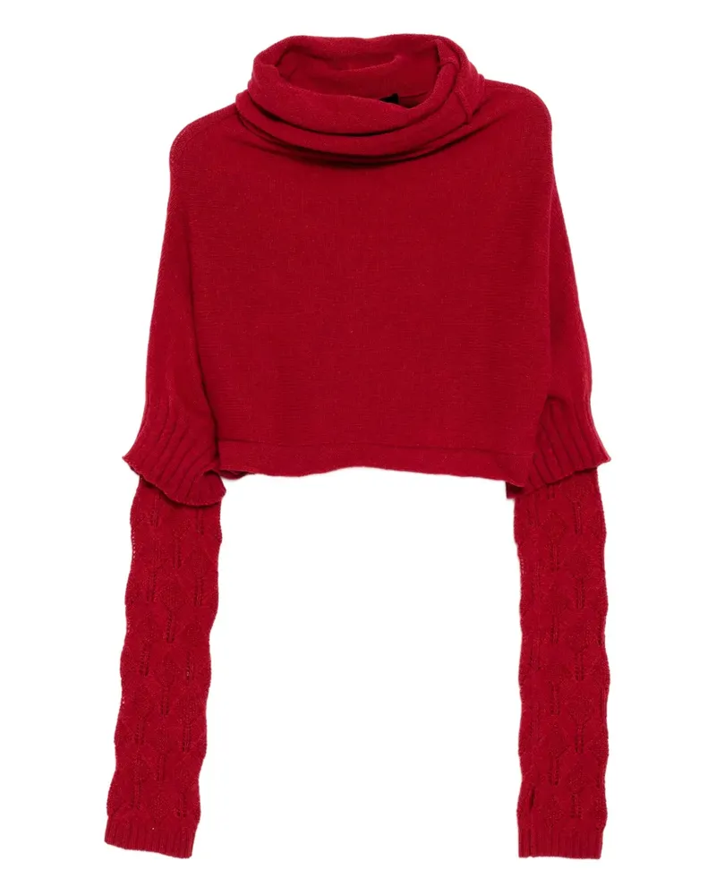 Yohji Yamamoto 7G Pullover mit Ziernähten - Rot Rot
