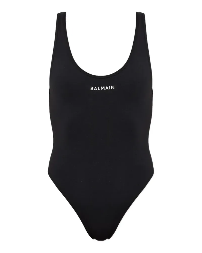 Balmain logo-print swimsuit - Schwarz Schwarz