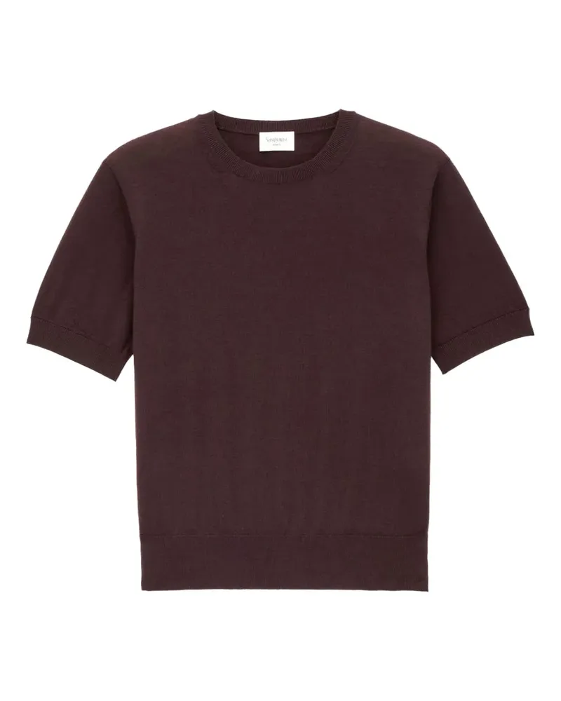 Saint Laurent T-Shirt mit Rundhalsausschnitt - Braun Braun