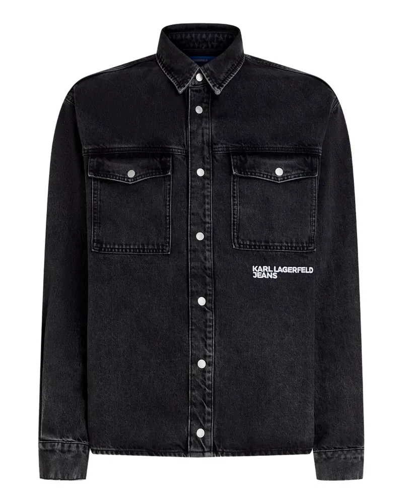 Karl Lagerfeld Hemdjacke mit Logo-Print - Schwarz Schwarz