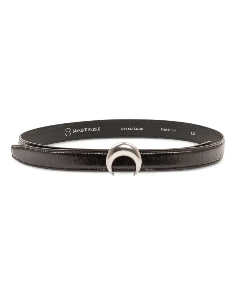 Marine Serre Crescent Moon buckle leather belt - Schwarz Schwarz