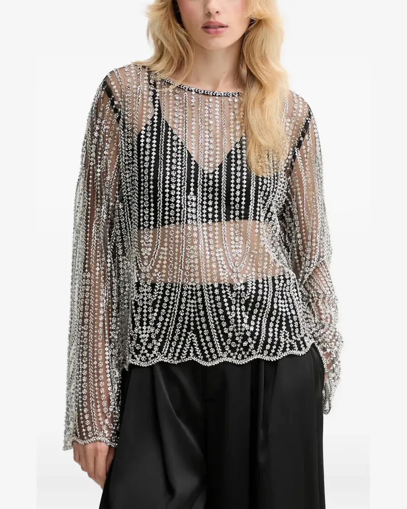 Gestuz embellished long-sleeved top - Silber Silber