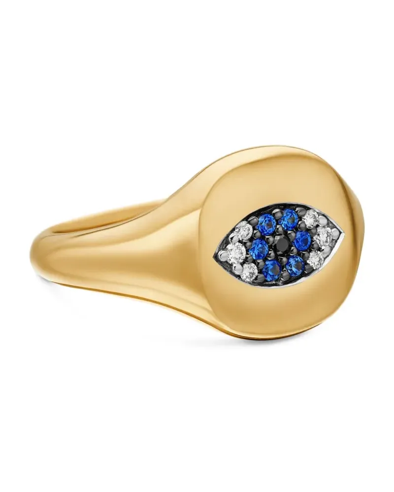 David Yurman 18kt Cable Collectibles Evil Eye Gelbgoldring mit Saphiren und Diamanten (9,7mm Gold