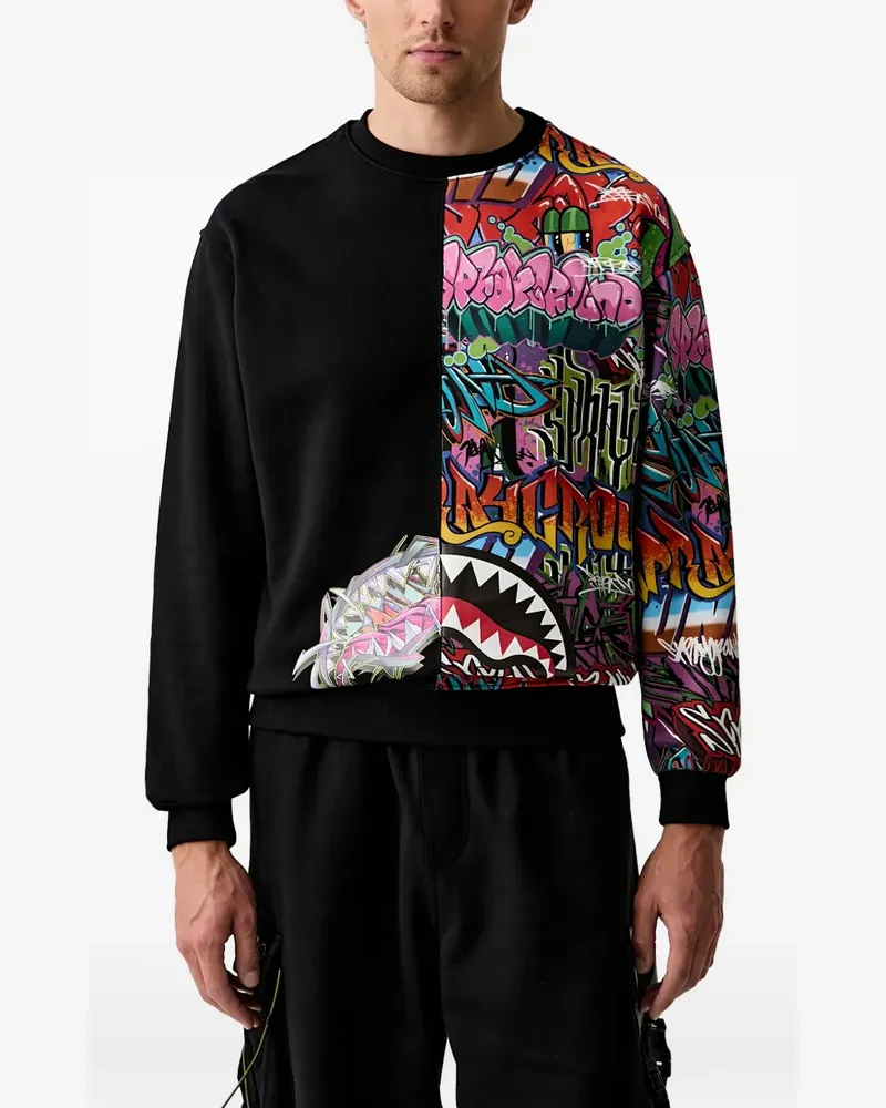 Sprayground Shark graffiti-print sweater - Schwarz Schwarz