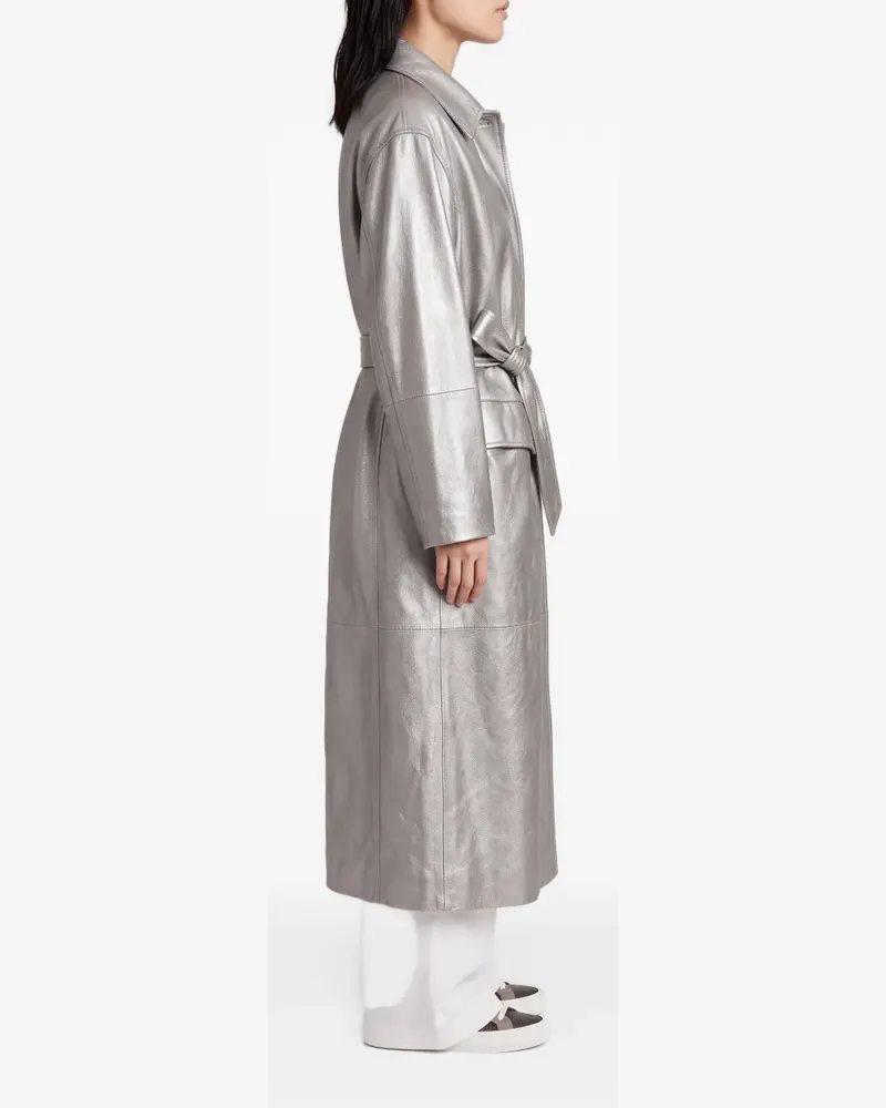Brunello Cucinelli Ledermantel im Metallic-Look - Silber Silber