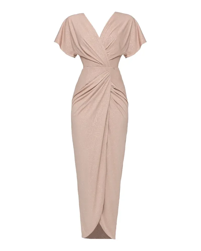 NISSA Drapiertes Midikleid mit V-Ausschnitt - Nude Nude