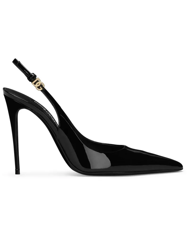 Dolce & Gabbana DNA patent-leather slingback pumps - Schwarz Schwarz