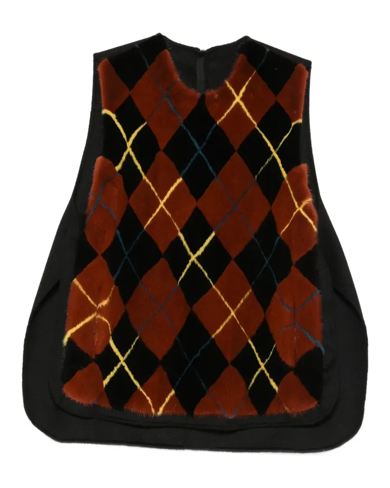 Liska argyle-pattern fur-panel gilet - Schwarz Schwarz