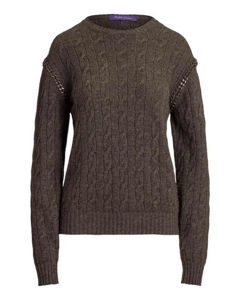 Ralph Lauren Pullover mit Zopfmuster und Kette - Grau Grau