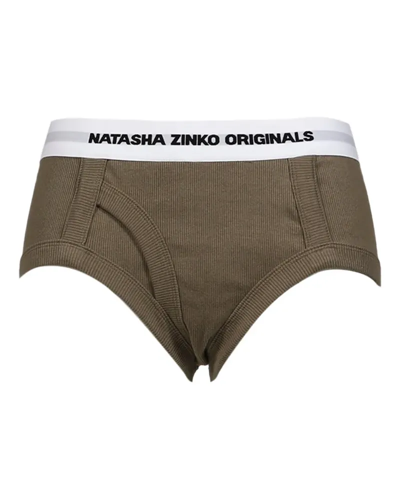 Natasha Zinko ribbed-knit logo-waistband briefs - Grün Grün