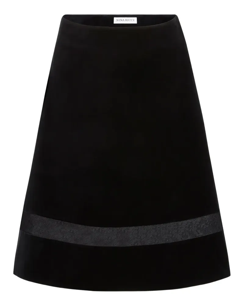 Nina Ricci Minirock aus Samt mit Spitzeneinsatz - Schwarz Schwarz