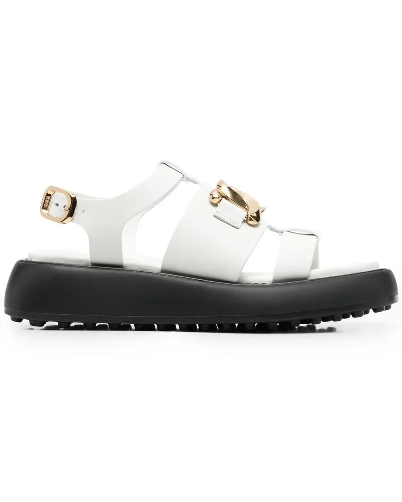 TOD'S Sandalen mit Logo-Schild - Weiß Weiß
