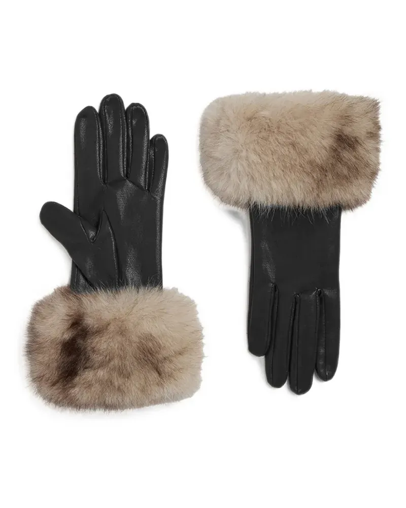 APPARIS Betty faux-fur trim gloves - Schwarz Schwarz