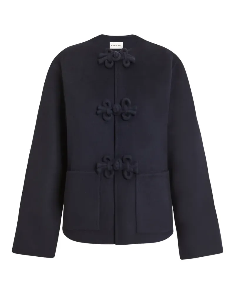 P.A.R.O.S.H. Oversized-Jacke mit Posamentenverschluss und aufgesetzten Taschen - Blau Blau