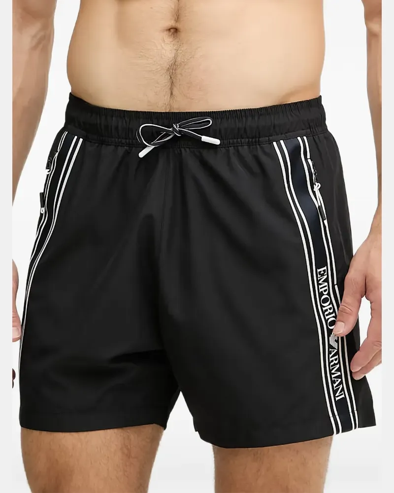 Emporio Armani Badeshorts mit Logo-Streifen - Schwarz Schwarz