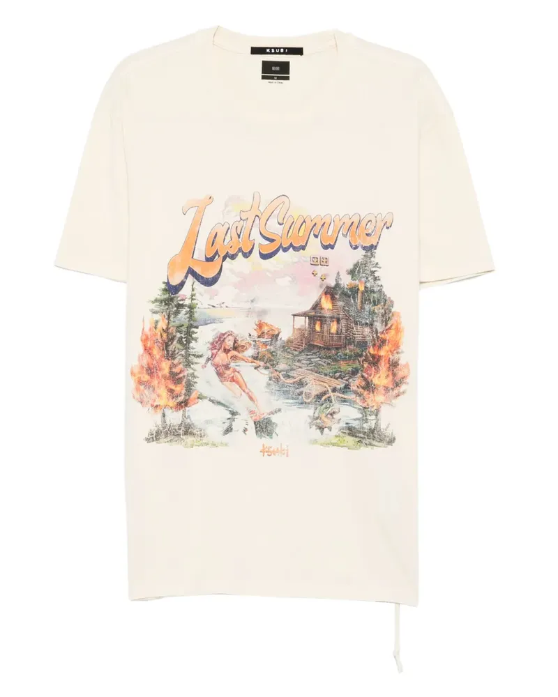 ksubi T-Shirt mit grafischem Print - Nude Nude