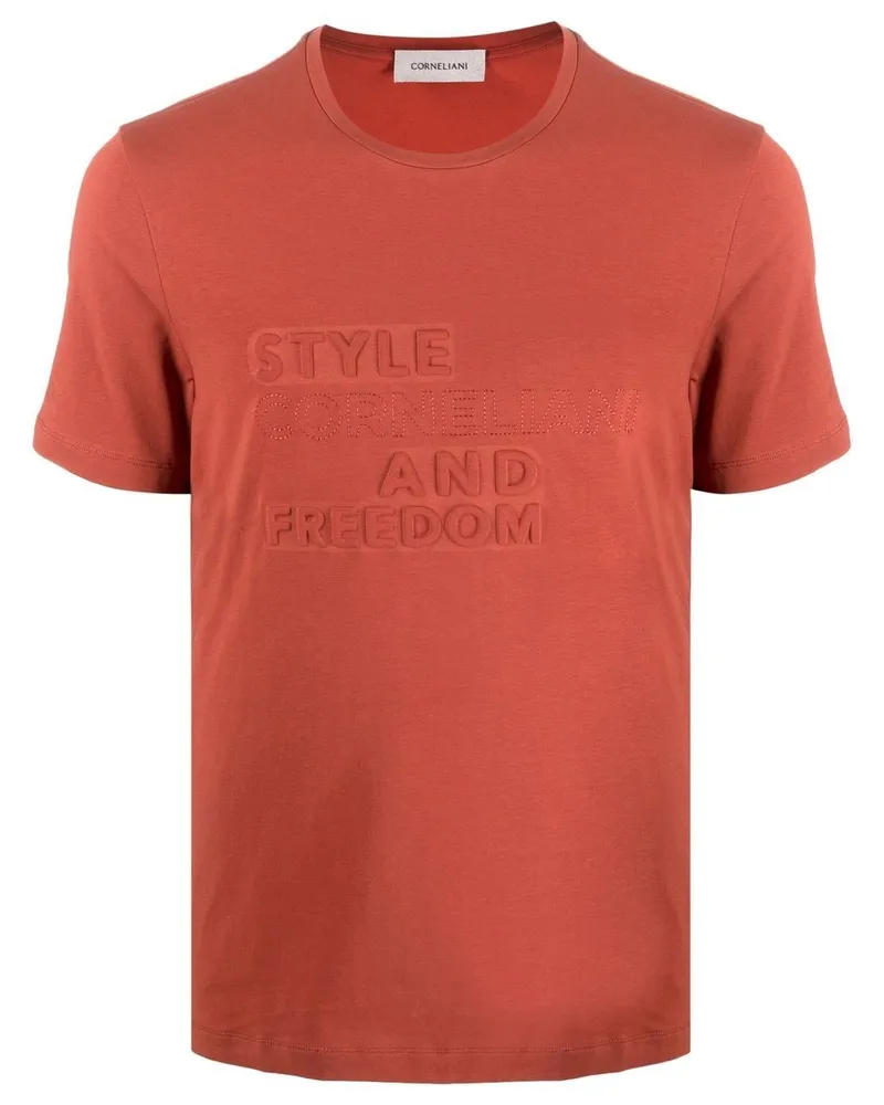 Corneliani T-Shirt mit Logo-Prägung Rot