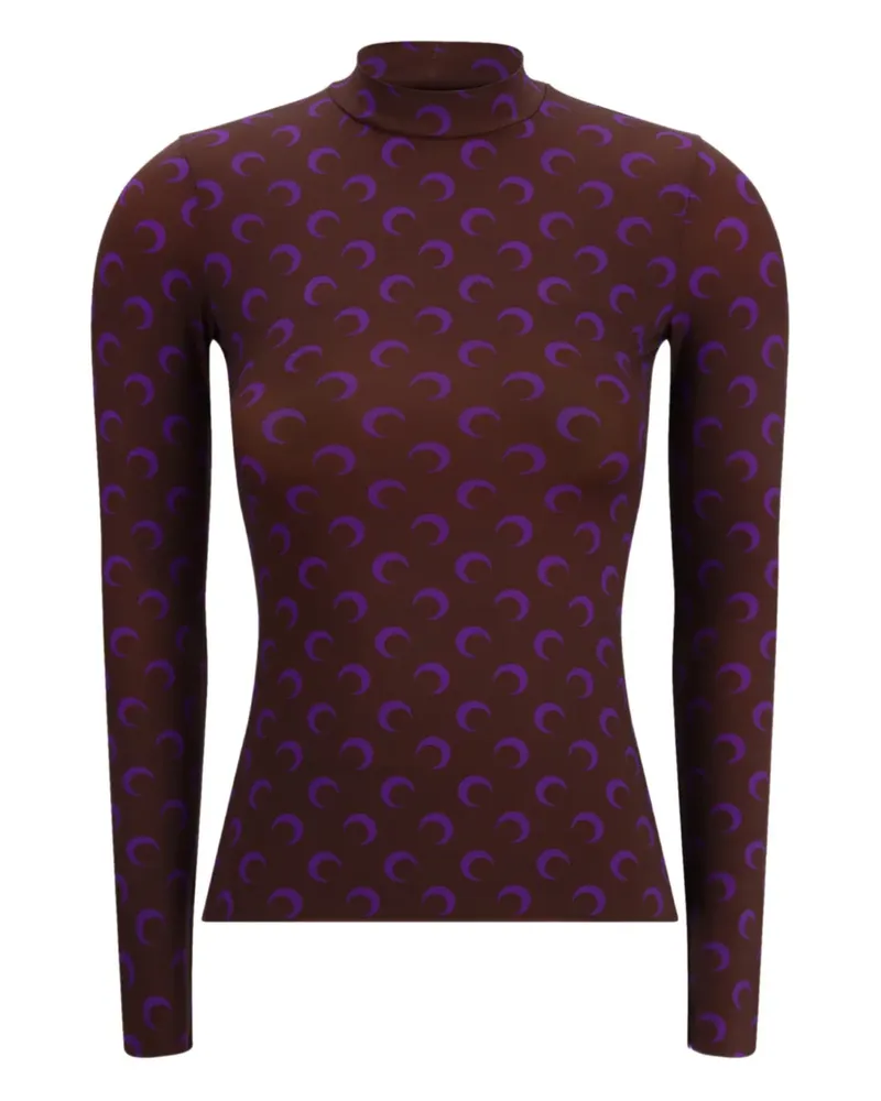 Marine Serre Stehkragen-Oberteil mit Mond-Print - Braun Braun